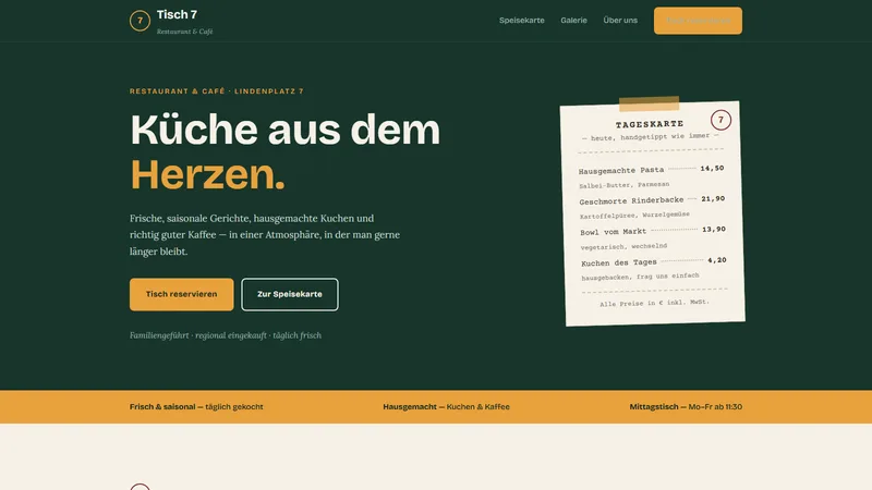 Website-Beispiel Restaurant und Café